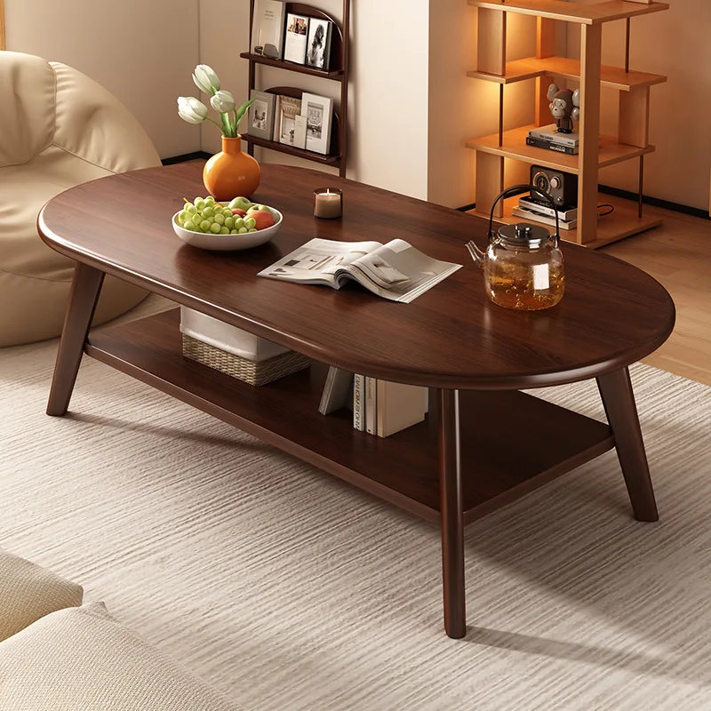 

Журнальный столик из цельного дерева в средневековом стиле для гостиной, дома, небольшой квартиры, двухслойный стол, новинка 2025 года, простой