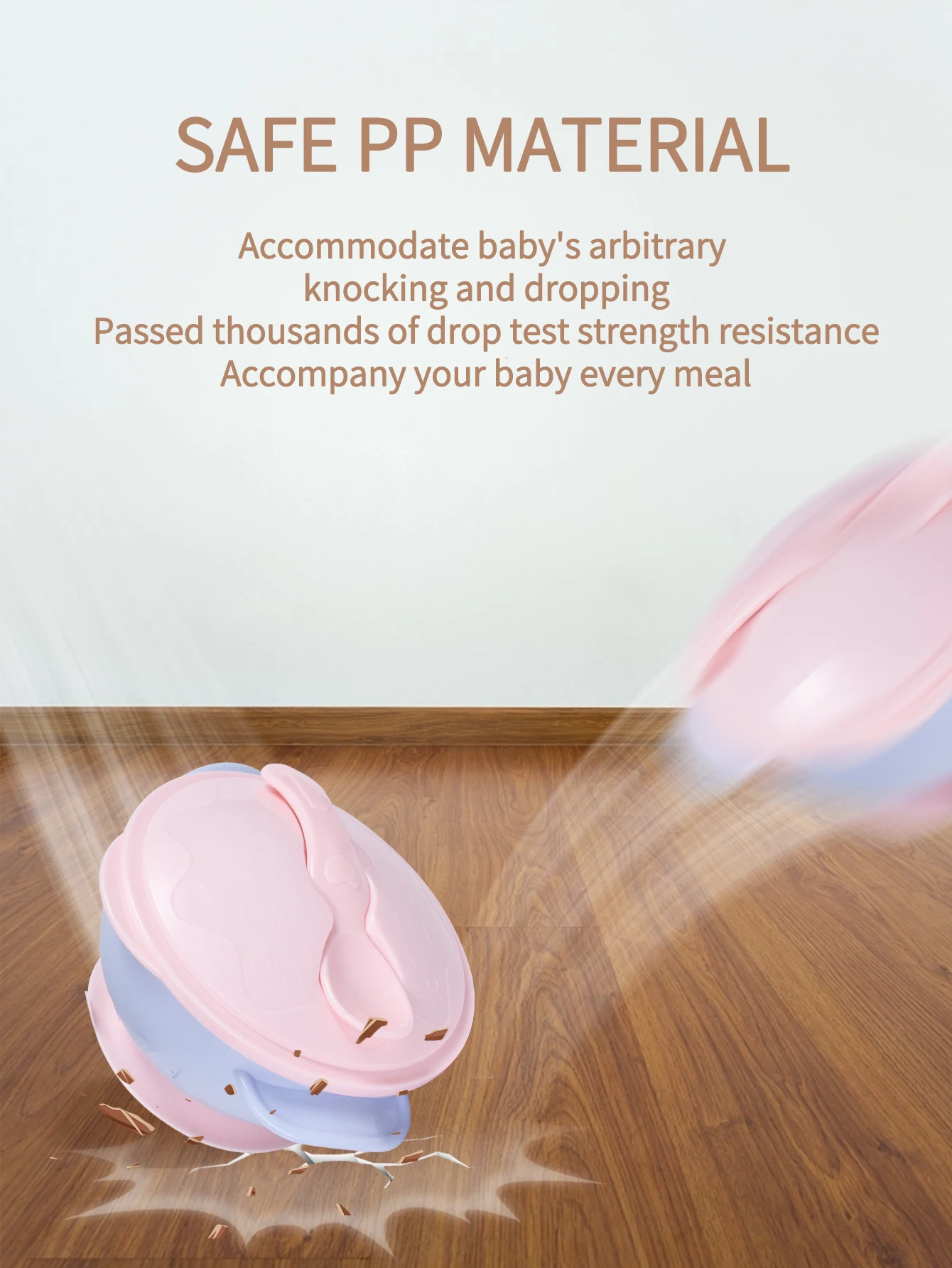 1-delige babytrainingskom, zuigkom voor babyvoeding met lepel, draagbare antislip siliconen zuigplaat voor peuters