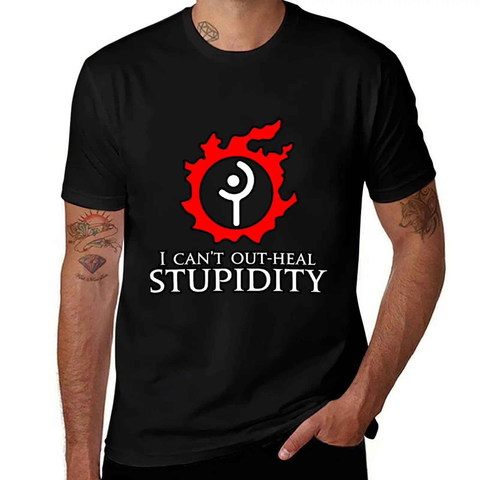 I can't Out-heal Stupidity - Funny White Mage Healers MMORPG meme T-Shirt anime tshirt summer 2025 t shirts for men graphic