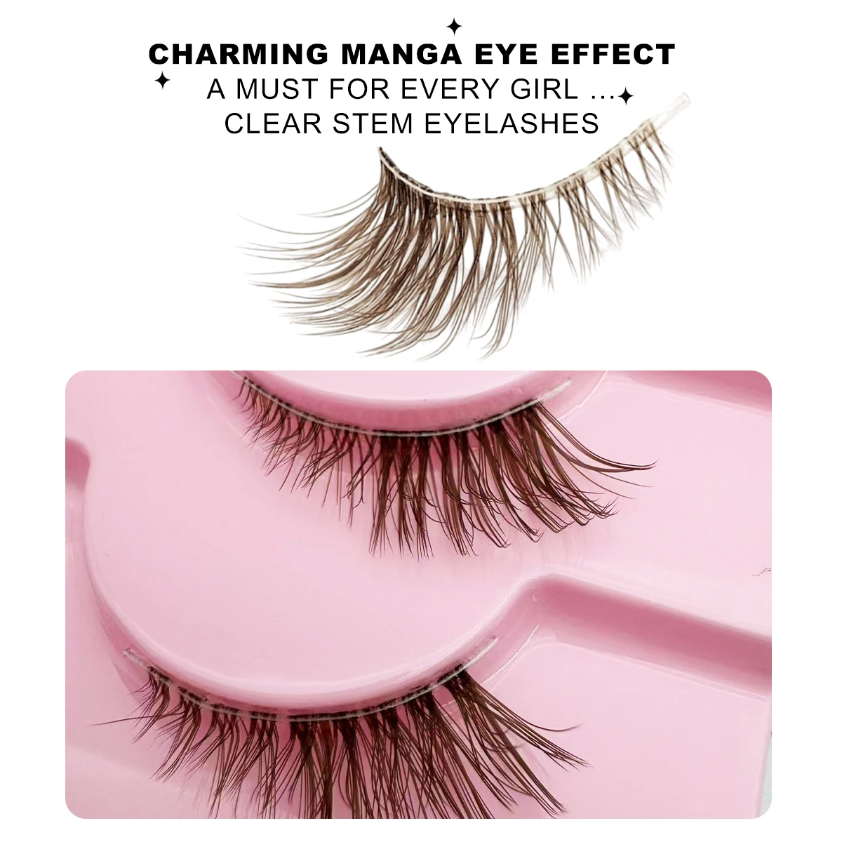 10 pares de pestañas postizas marrones de medio ojo con tallo negro único pestañas de aspecto natural que mejoran la forma de los ojos