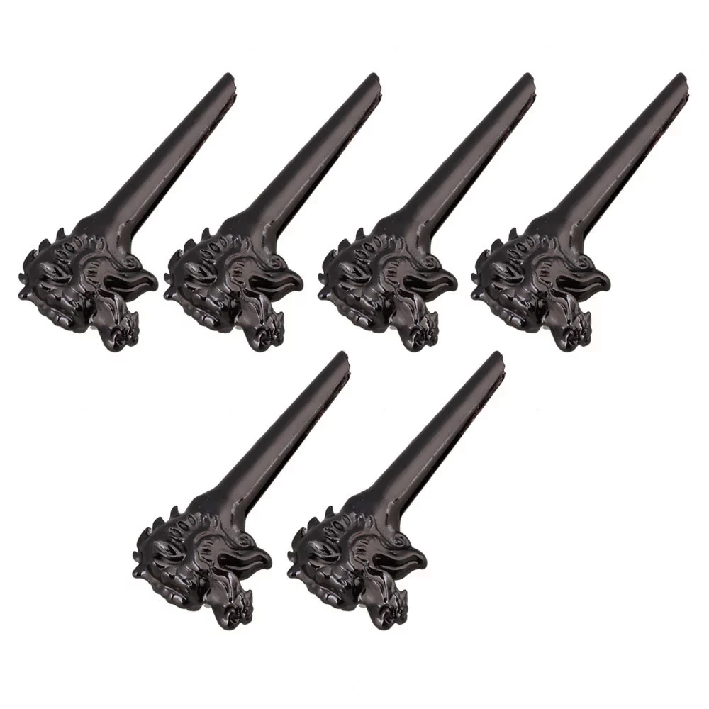 6xBlack Dragon Head Metal Acoustic Guitar Bridge Pins Strings Fixed Cone