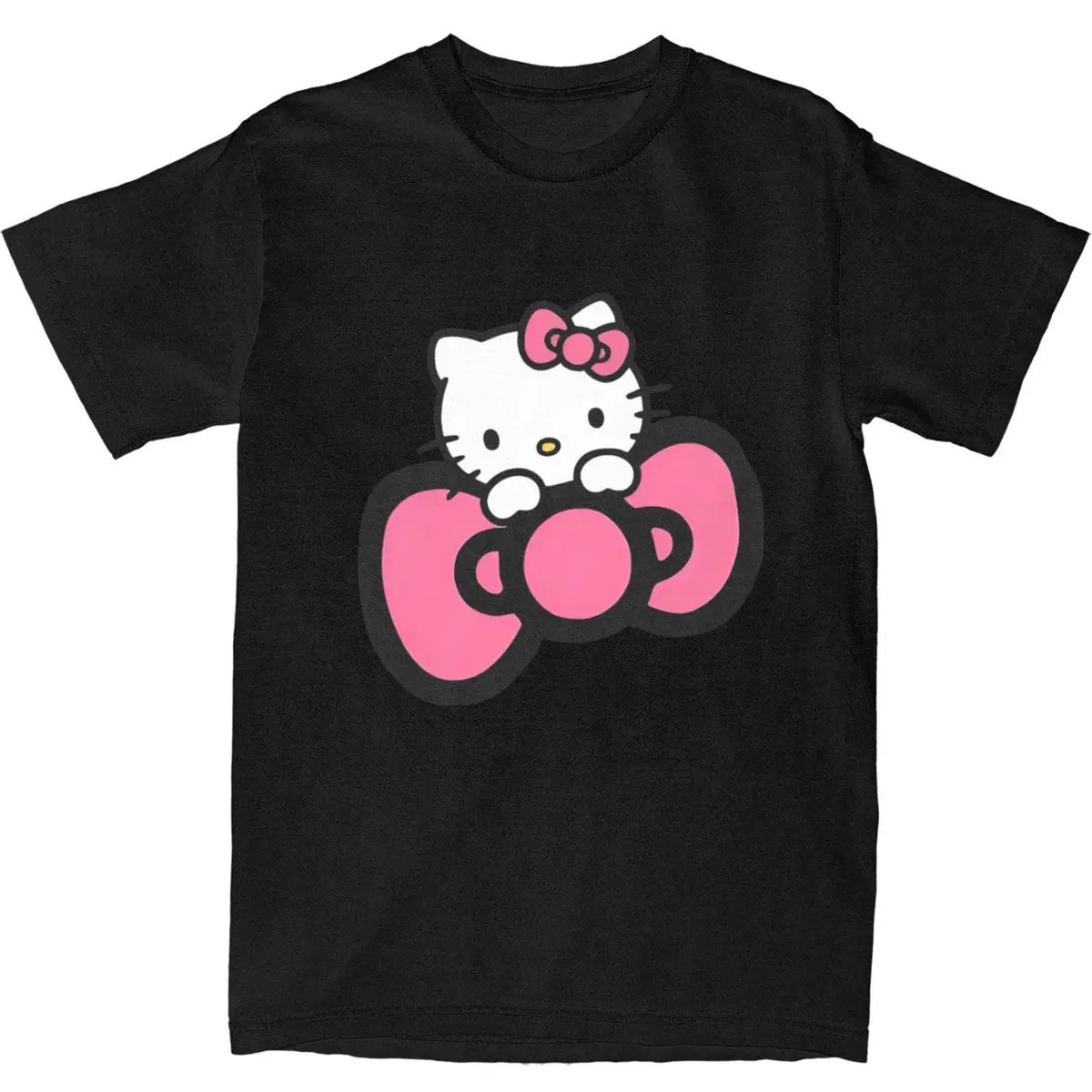 

Oversized T-Shirt Hello Kitty Bow Cotton T-Shirts Hip Hop Tee Shirt for Adult Summer Y2K Funny Casual Short Sleeve Top Tees