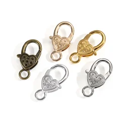 5/10pcs/lot 27x14mm Gold Silver Plated Rhodium Heart Shaped Lobster Clasp Hooks for Necklace&Bracelet Chain DIY Jewelry Making