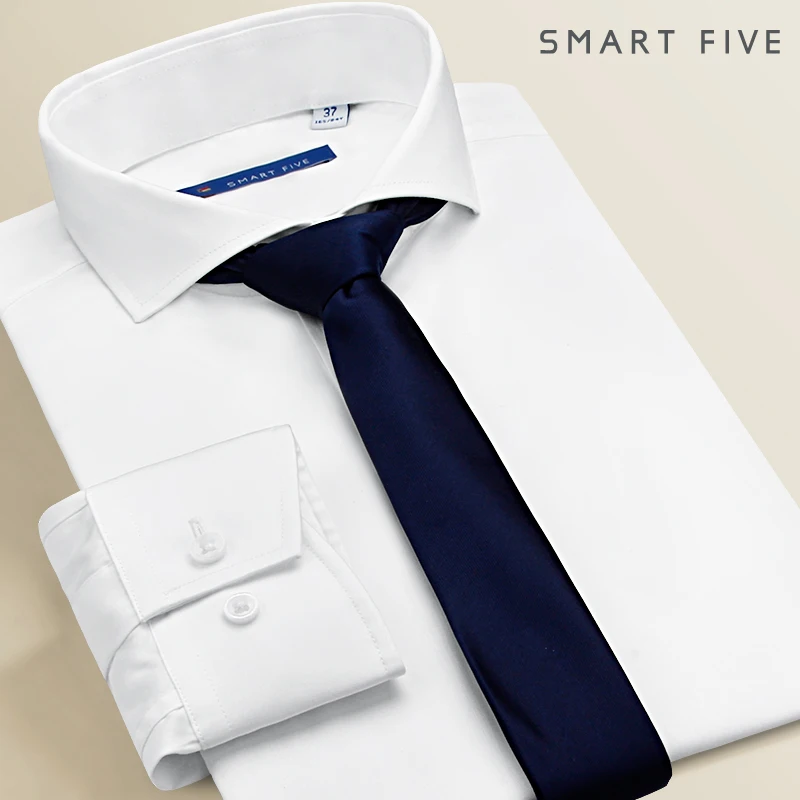 Smart Five Weißes Hemd Männer Regular Fit Solide Hochzeit Business Party Blau Camiseta Hombre Langarm Herren Hemd Sommer