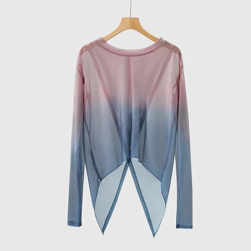 

Classical Dance Attire Gradient Mesh Modern Martial Arts Physique Chinese Dance Art Examination Top Split Dance Performance Tops