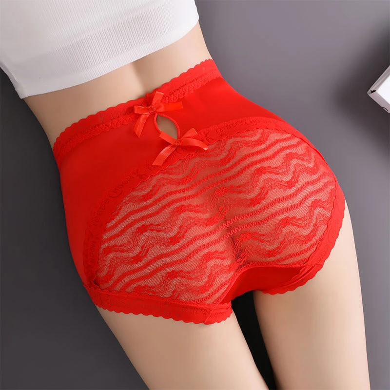 Sexy lingerie High waisted ropa interior femenina plus size calzones para mujer hollow lace underwear women ice silk panties new