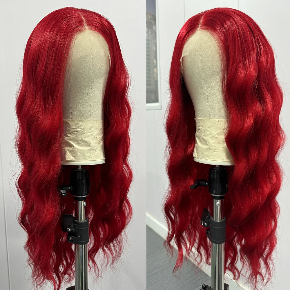 Red Loose Curly Lace Front Wig for Women, Natural Wave