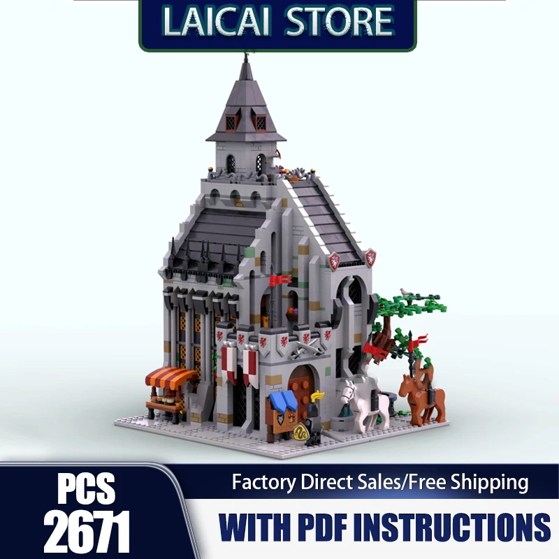 

Castle Model Moc Building Bricks Modular Medieval Adventurer's Guild Model Technology Blocks Christmas DIY Toy Construction Gift