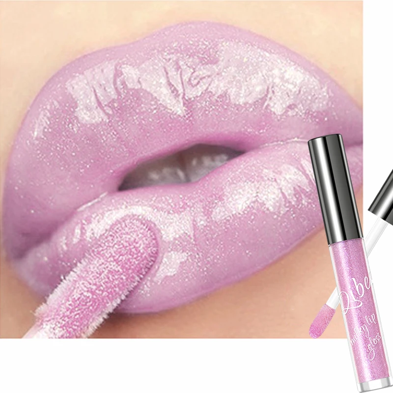 グリッターピンクパープルリップグロス、キラキラ保湿プランピングリップグロス、ガラスのようなローズピンクジェリーシャインリップグロス、セクシーメイクアップ女性用