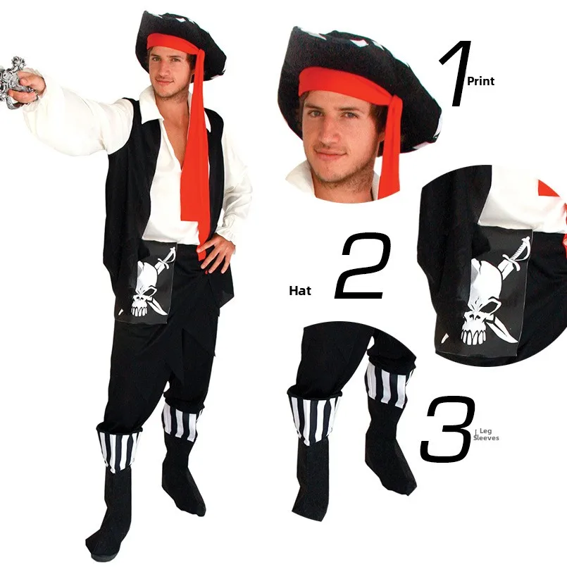 2025 Nuovo costume cosplay loween Vestito da spettacolo teatrale da uomo Scheletro Mare Vestito da Halloween per adulti Tradizionale cinese Ethni...