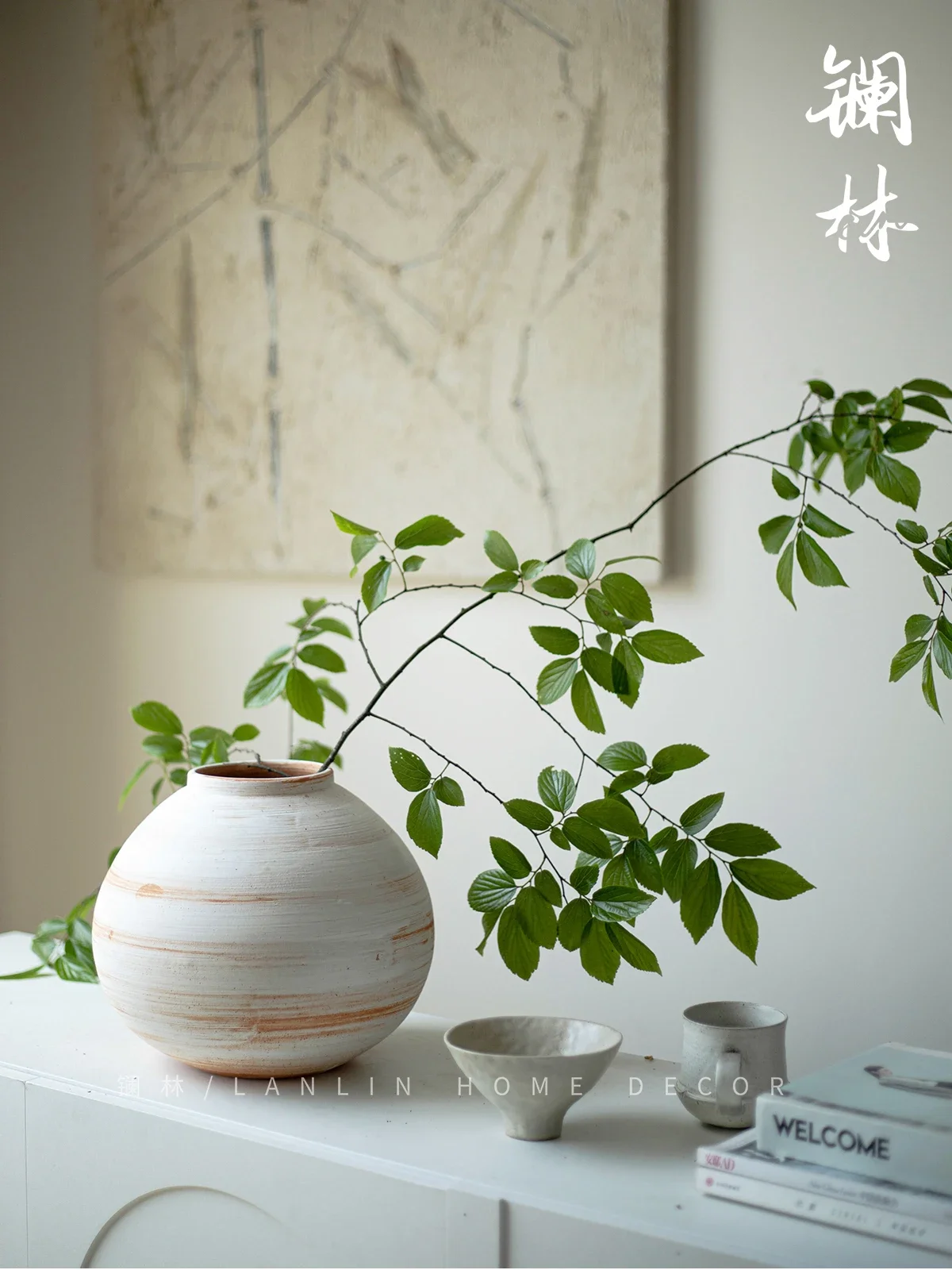 

Jingdezhen wabi style retro ceramic vase living room flower arrangement zen tea room entrance Nordic decorative coarse