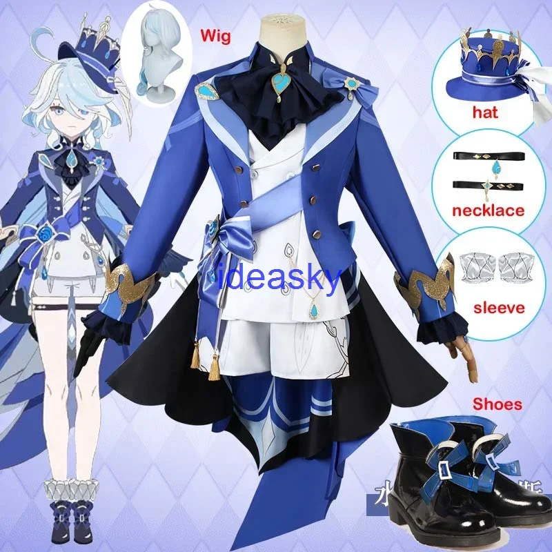 Anime game genshin impact focus cosplay for Women men kids hat wig plus size shoes boots Daily costume fountain Hydro Archon OA4