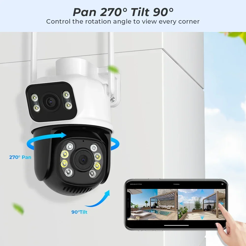 Imagem -05 - Xiaomi-câmera ip de Vigilância Cctv 8mp Ptz Wifi ao ar Livre Visão Noturna Tela Dupla Detecção Humana Proteção de Segurança