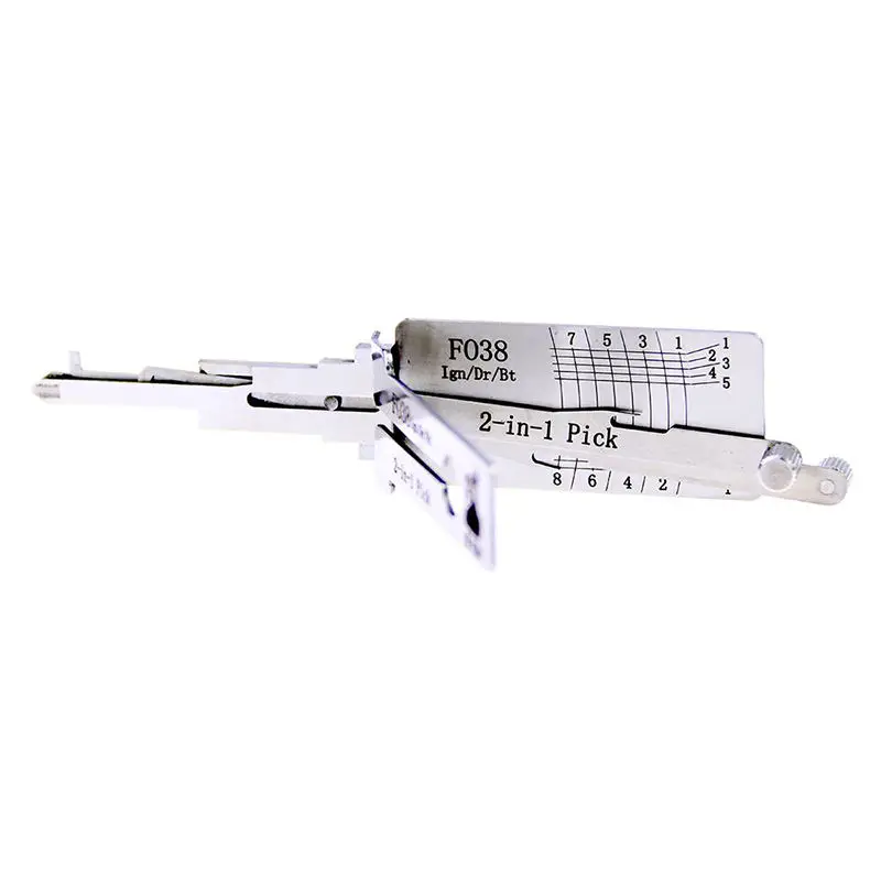Original Lishi FO38 Ign/Dr/Bt 2 in 1 Locksmith Tool Lock Pick & Decoder Flat Milling for F-ord/F-150 Raptor/Edge/Explorer Models