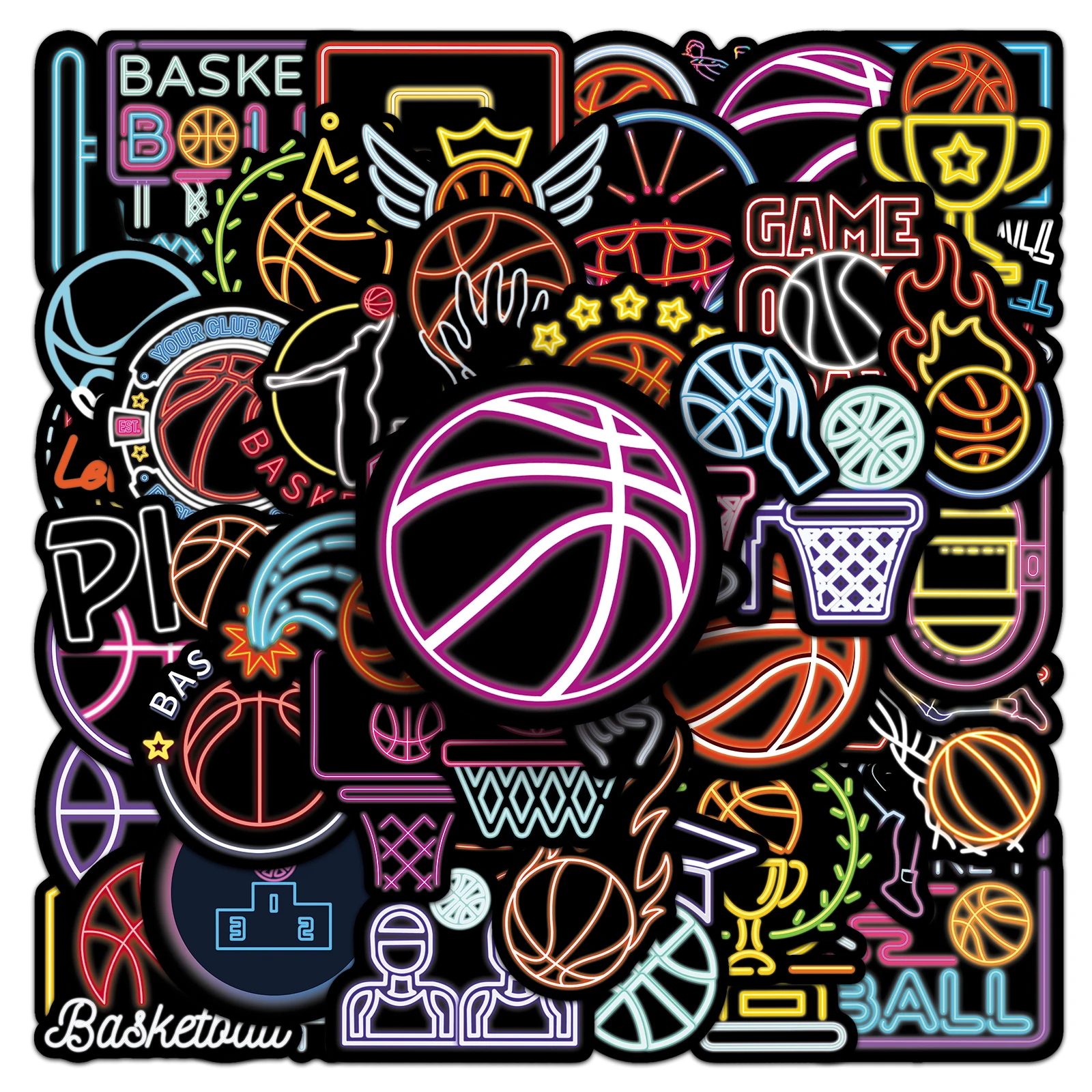 

50Pcs Basketball series Cartoon Cute Waterproof Sticker Skateboarding Retro home decal Sticker