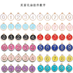 80PC/lot Colors Round 0 - 9 Number Pendant Double Side English Alphabet Hang Charms For Bracelet Necklace Making