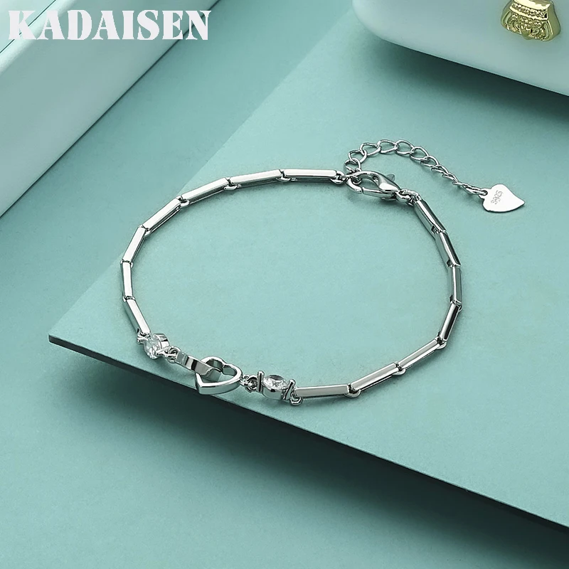 Charms-Armbänder aus 925er-Sterlingsilber für Damen und Mädchen, Valentinstag, Zirkon, Hochzeit, Liebesherz, Schmuck
