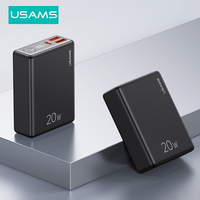 USAMS 10000mAh Power Bank 20W PD Fast Charge Powerbank QC3.0 Digital Display Portable External Battery Charger for iPhone Xiaomi