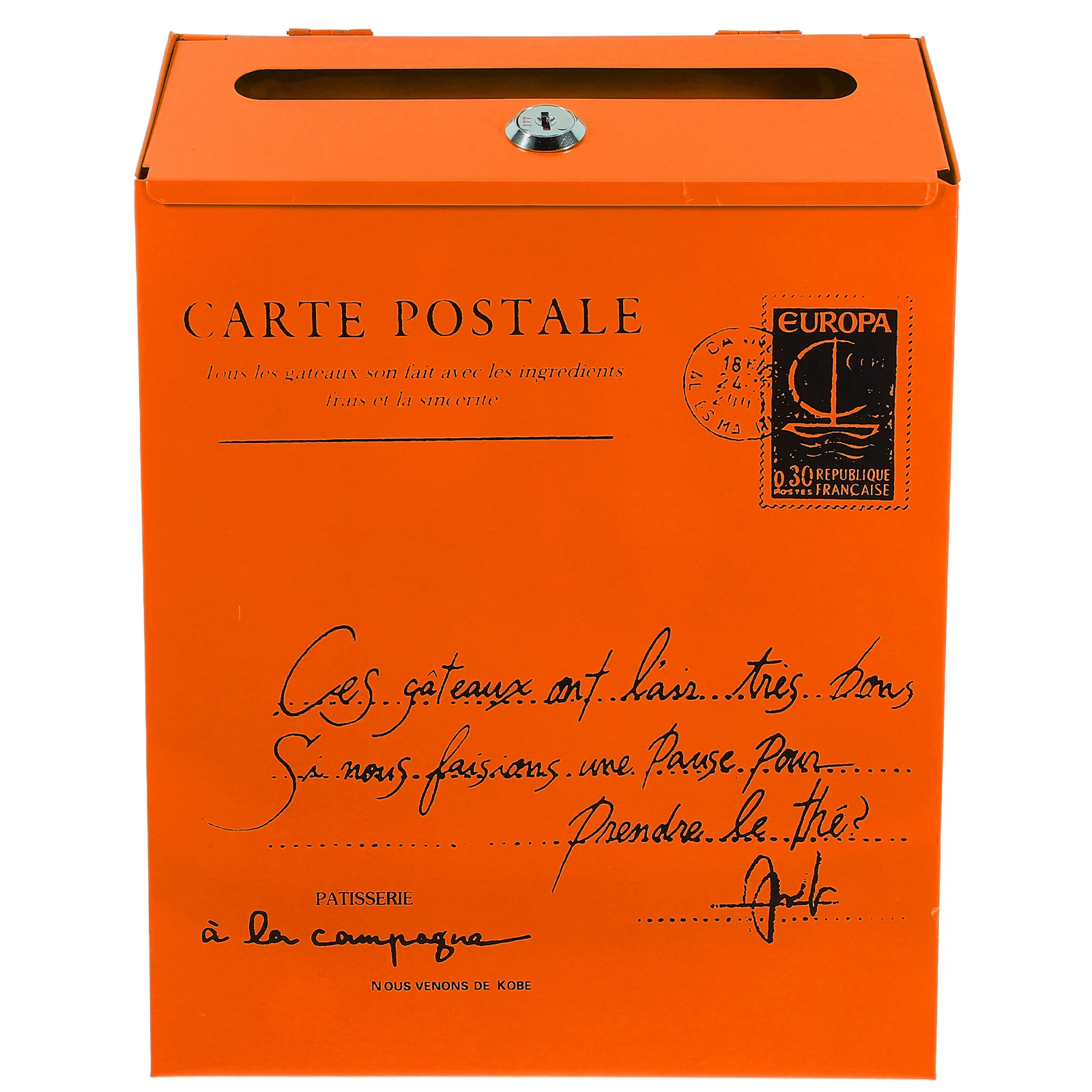 

Retro Vintage Iron Mailbox Orange Wall Mount Lockable Letter Post Box Outdoor Garden Decorative Mail Box Retro Mailbox