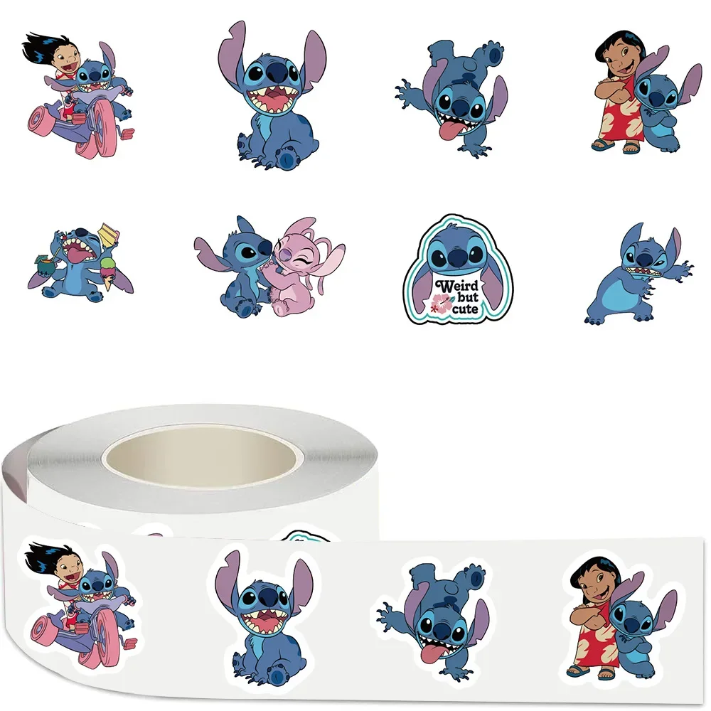 Kawaii 500pcs Disney Stitch Diy Stickers Anime Seal Label Decorative Cartoon kids Party candy Stickers Rolls Stickers Toys