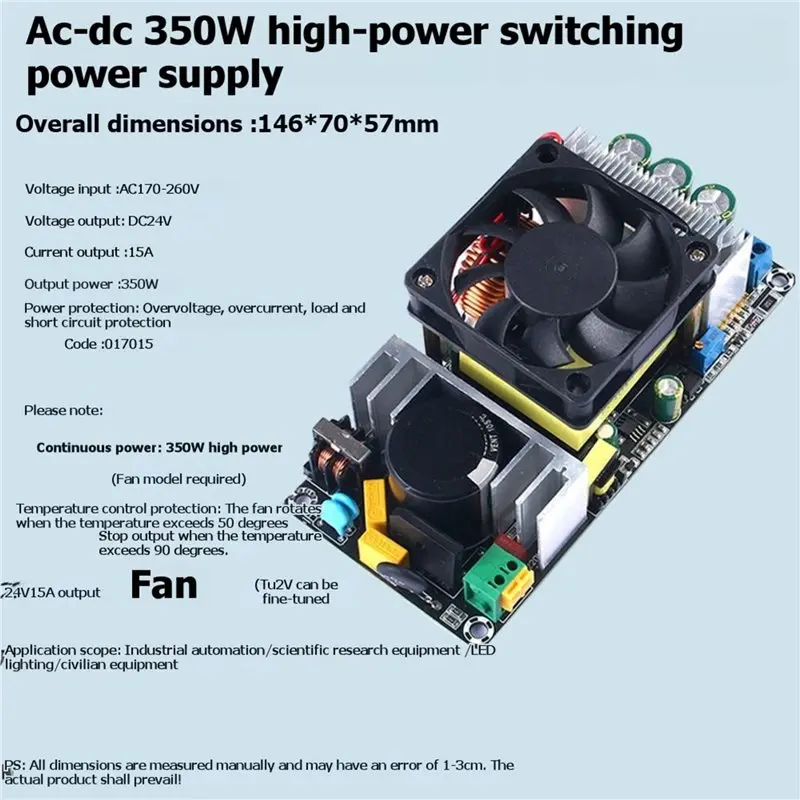 SQPP-Industrial Grade 220V To 24V 350W 15A Switching Power Supply Converter For Test And Measurement Equipment Tools With Fan