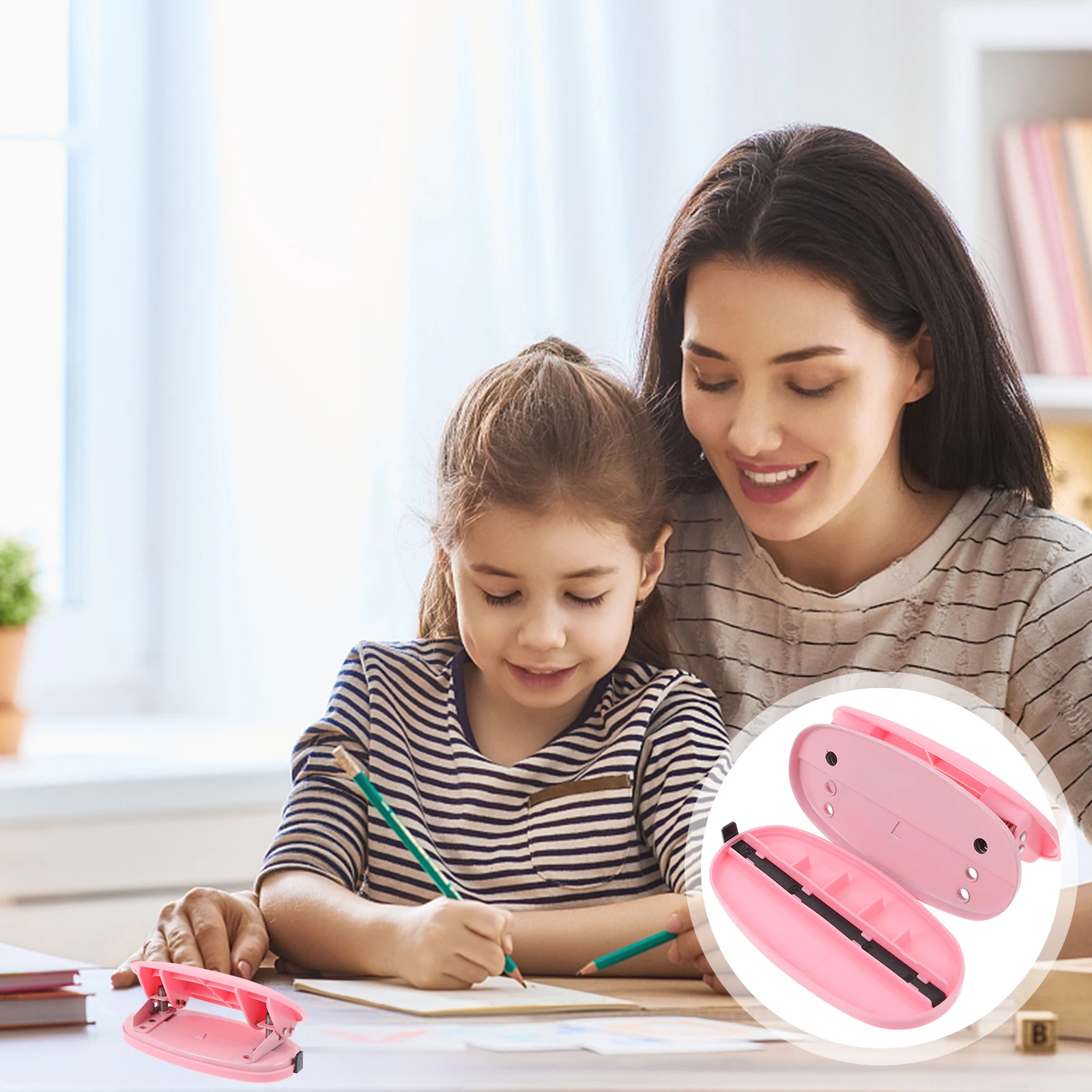 

Hole Puncher 6cm Double Hole Pink Sakura Office Supply Macaron Color for Paper Craft Tags Use Silicon Metal Durable