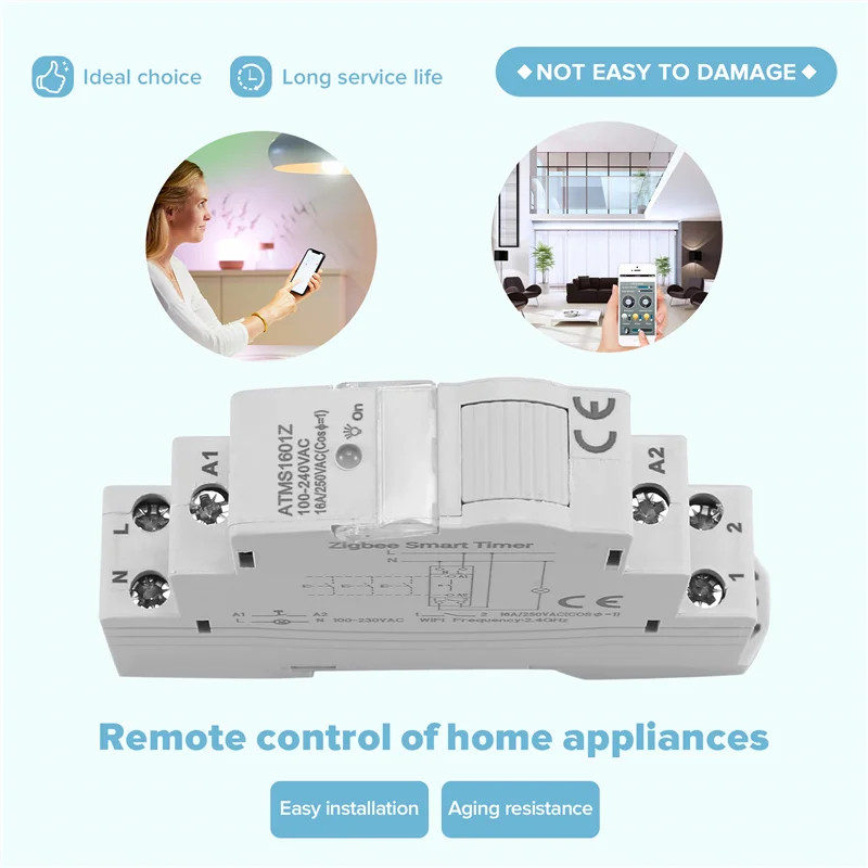 

1 Piece Tuya Smart Life Zigbee Circuit Breaker Relay App Remote Control Smart Timer White