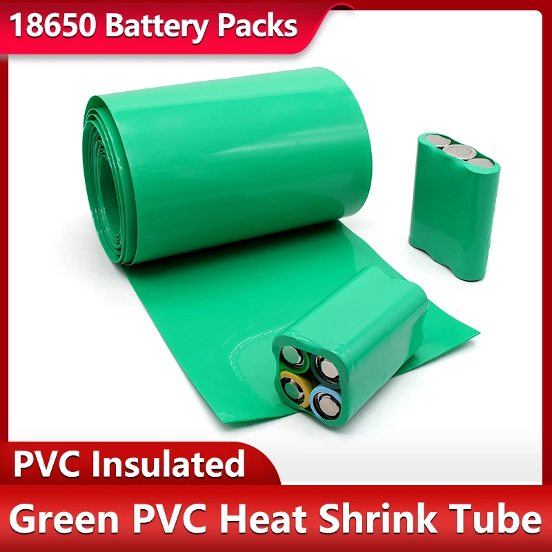 

1/3/5M Green PVC Heat Shrink Tube 7~333mm Insulated Lithium Battery Wrap 18650 Battery Packs PVC Shrink Film Cable Protection