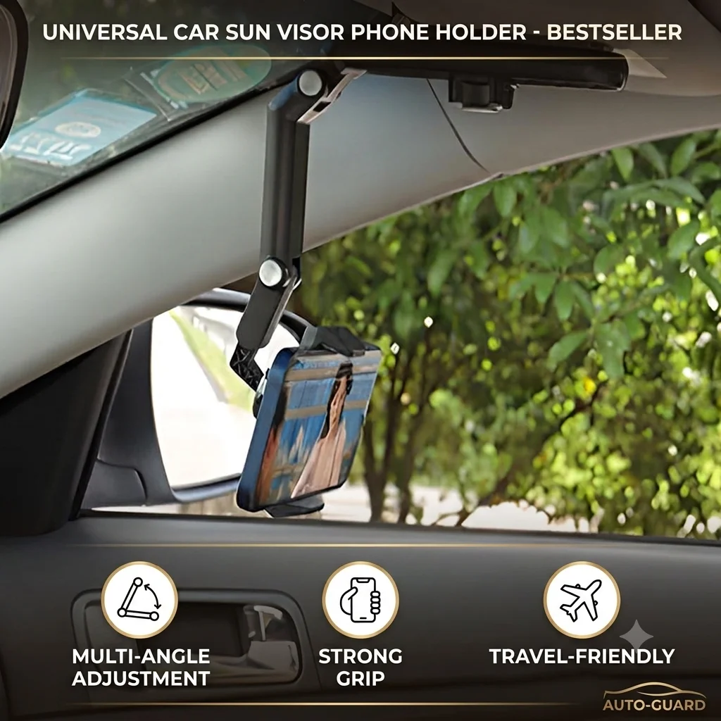 1080° Rotating Car Phone Holder Sun Visor Clip Mount Bracket GPS Navigation Cellphone Stand for iPhone 17 Xiaomi Samsung