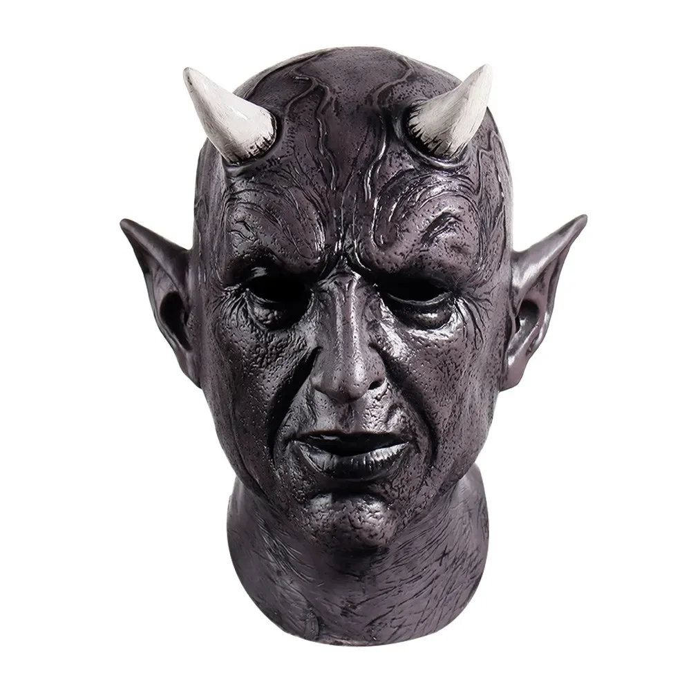 

New Mephistopheles Demon Horn Mask Cosplay Horror Devil Latex Helmet Halloween Masquerade Carnival Party Costume Props