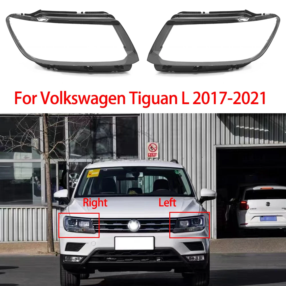 Car Front Headlight Lens Covers For Volkswagen Tiguan L 2017-2021 Transparent Glass Lampshade Headlamp Shell Accessories