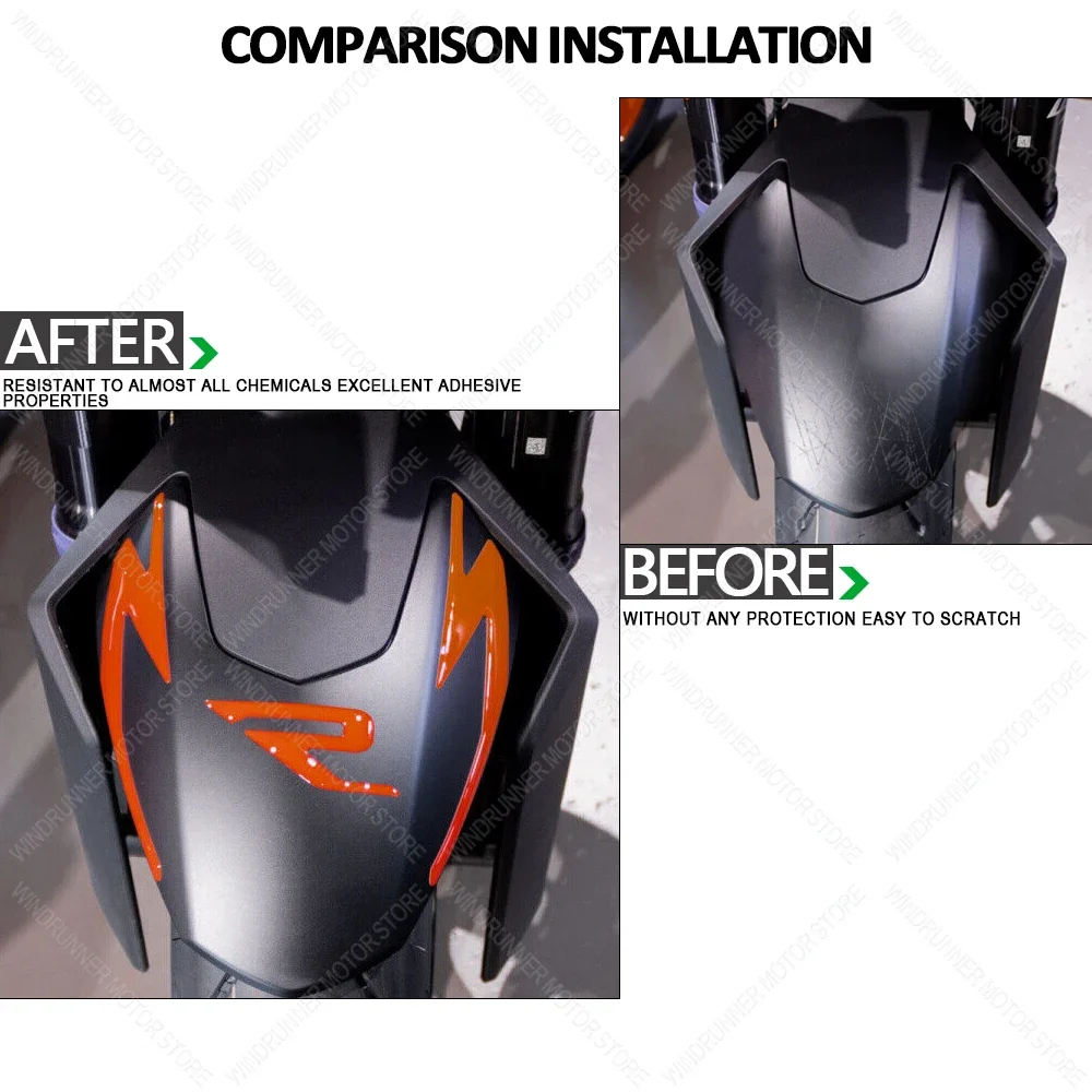 

Waterproof Protective Front Mudguard Sticker 3D Epoxy Resin Protective Sticker Motorcycle Accessories For 1390 Super Duke