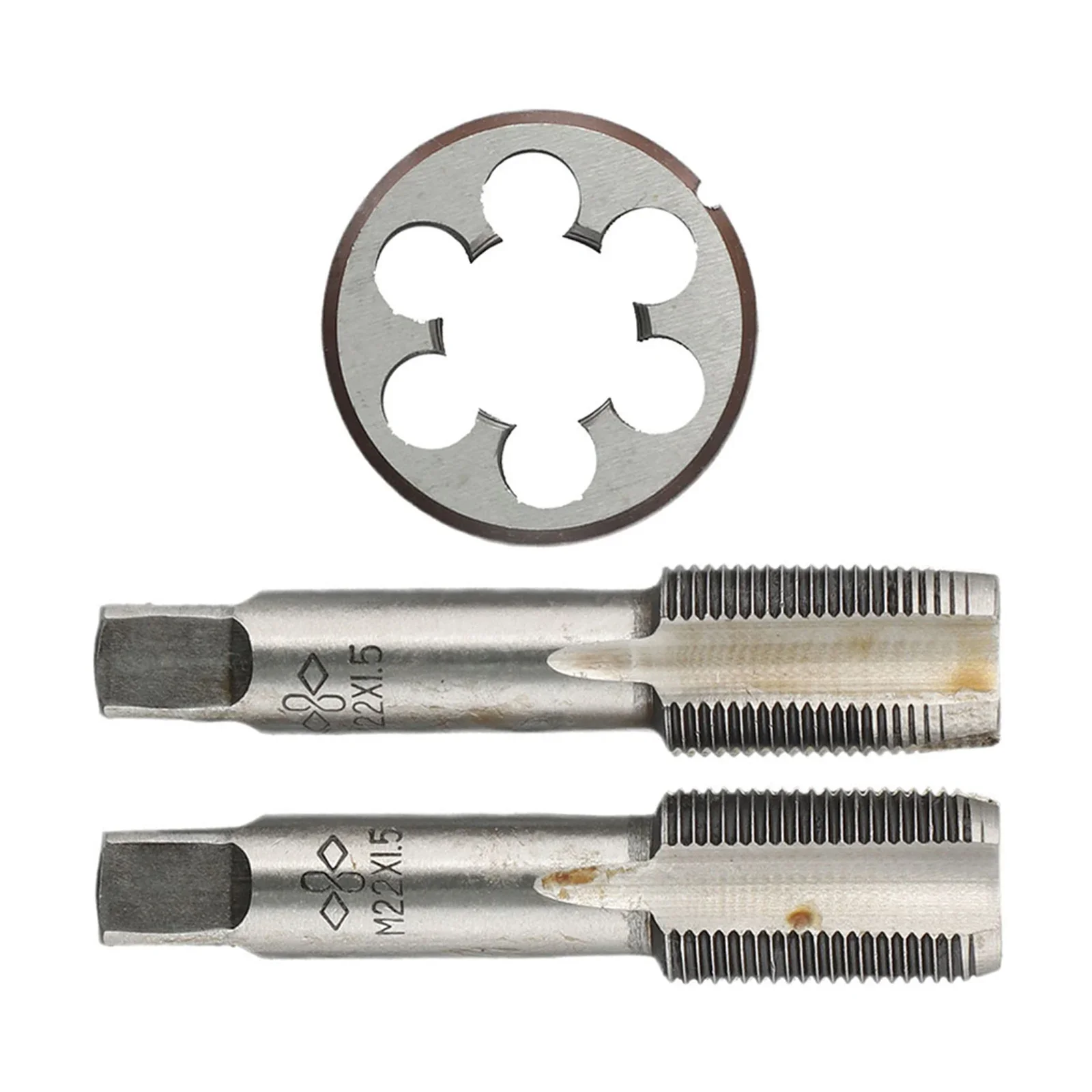 

3pcs HSS M22 X 1.5mm Taper & Plug- Tap & M22X1.5mm Die Metric Thread Right Hand For Mold Manufacturing Auto Repair Hot Sale