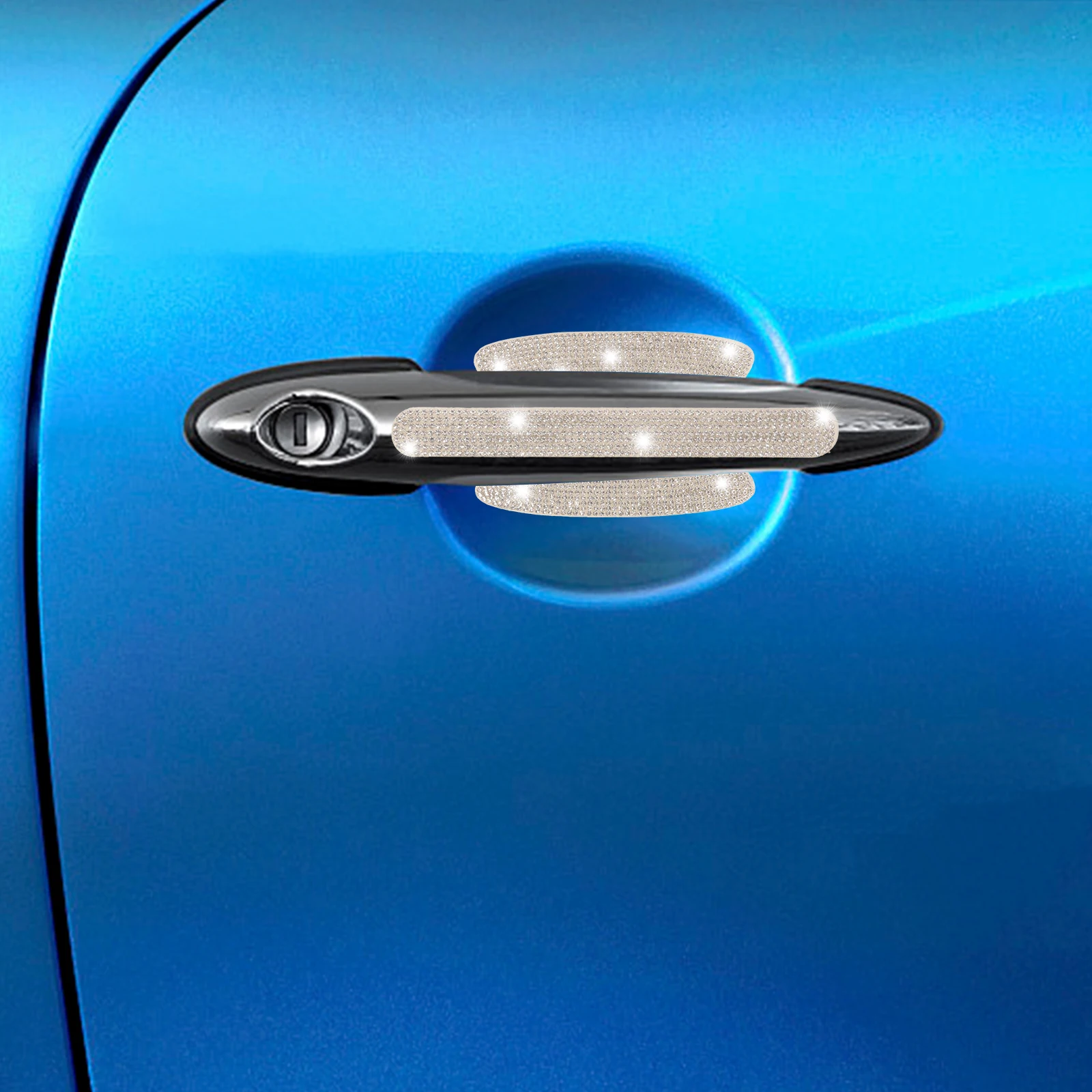 

1 комплект, 1 комплект, защитная пленка для дверной ручки автомобиля, прочная устойчивая к царапинам пленка со стразами для защиты края двери автомобиля, стильный декоративный щиток