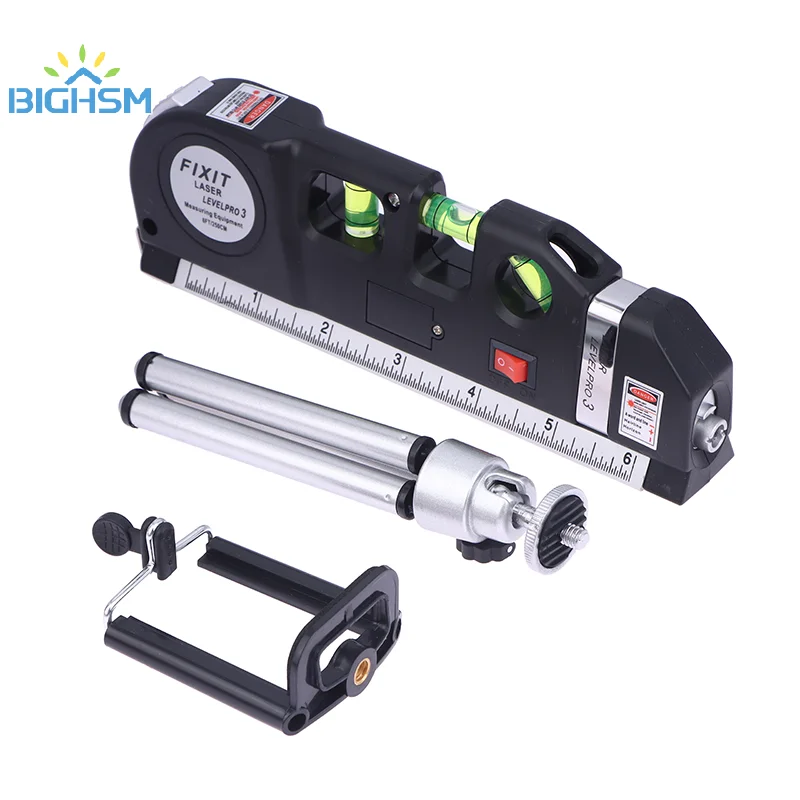 Laser Level Line Tool Multipurpose Laser Level Kit Standard Cross Line Lase Measure Tape Ruler With Metal Tripod Stand