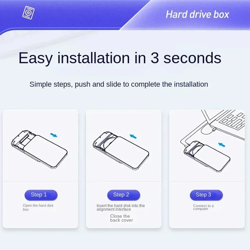 ORICO casing HDD penyimpanan portabel eksternal, penutup Hard Drive 2.5 inci USB 3.0 SATA 5Gbps tipe-c untuk PC Laptop Notebook Hard Disk