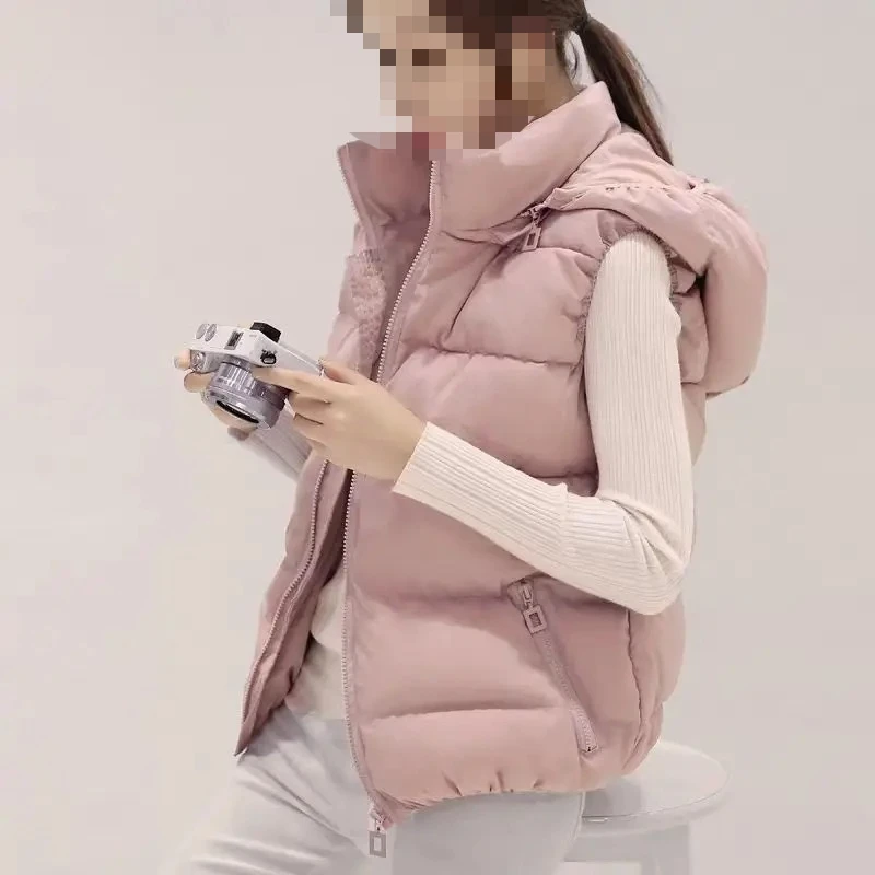 

Woman Vest Coats autumn/winter Cotton Hooded Zipper Pocket Solid Color Thick Sale Woman's Top Dropshipping GGFSMJWT001