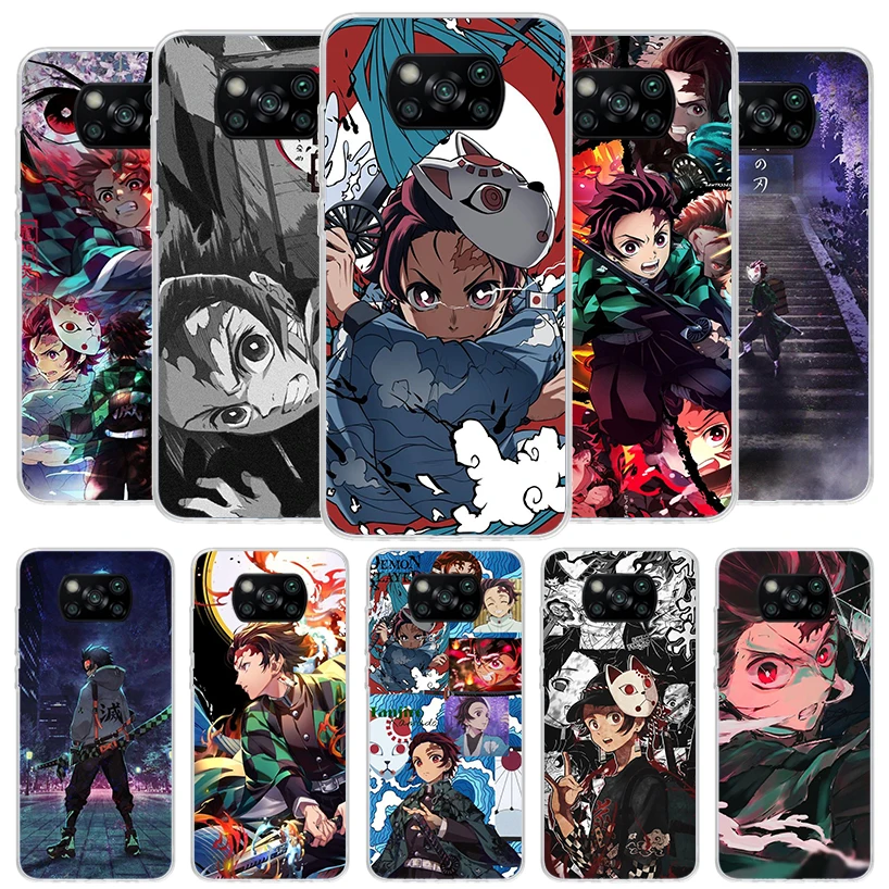 Demon Slayer Tanjiro Cover Phone Case For Xiaomi Poco X6 X5 X4 Nfc X3 Pro F6 F5 F4 Gt F3 F2 F1 M5S M4 M3 Soft Fundas Shell