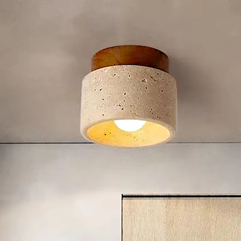 

LED Ceiling Lamp Surface Mounted Downlight Yellow Marble Ceiling Light Lobby Corridor Restaurant Travertine Decorative Lighting