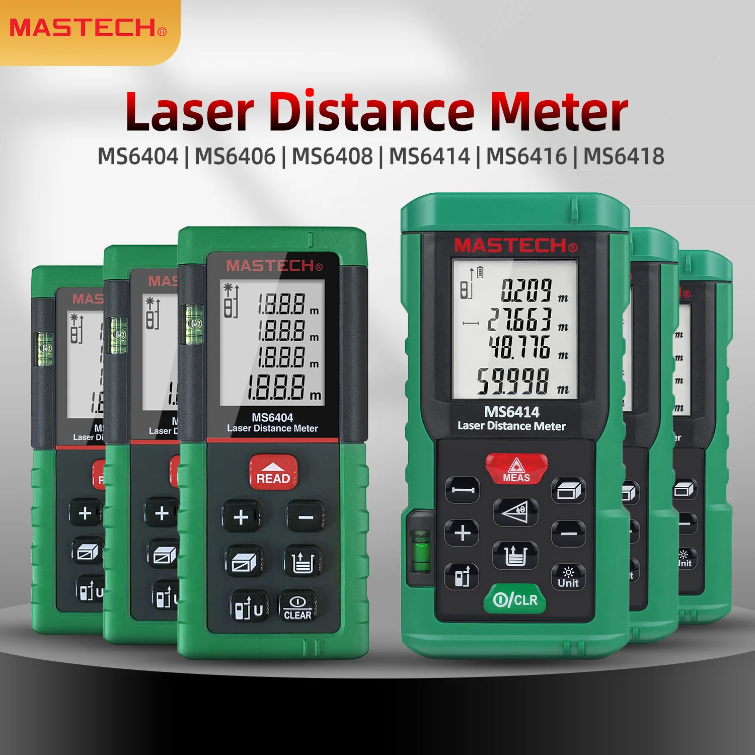 MASTECH-telémetro láser 40m-80m, Medidor de distancia láser, Medidor de rango láser, herramienta de medición de área/volumen
