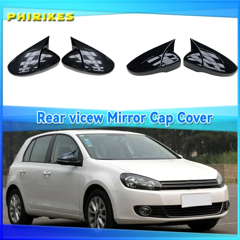 

2PCS Side Car Mirror Covers Caps for VW Golf 6 GTI 6 Golf 6 R MK6 R20 Touran Pair Wing RearView Mirror Case Cover Trim Cap Black