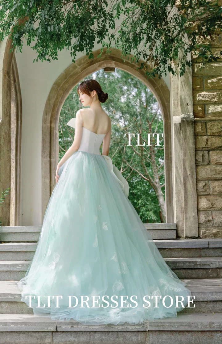 TLIT 럭셔리 캔디 컬러 튤 새틴 이브닝 드레스 스트랩리스 イブニング? 드레스 크리스크로스 지퍼 A라인 프롬 맞춤형