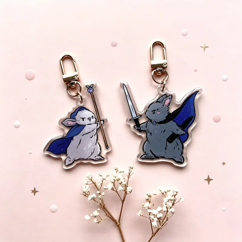 Fantasy Battle Buns Bunny Rabbit Acrylic Keychain, Cute Cartoon Battle Bunny Bag Pendant, Collectible Gift For Anime And Game Fa