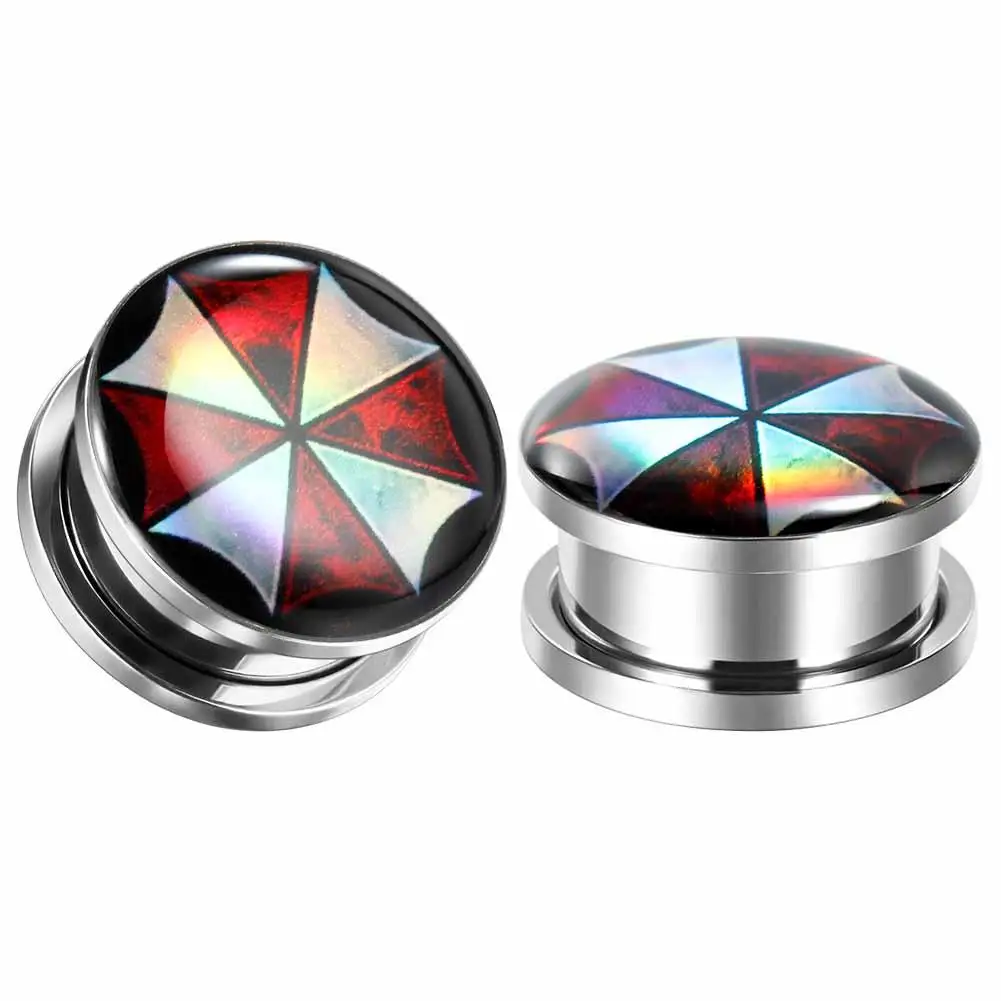Kubooz-ステンレス鋼のカスタムイヤーゲージプラグ,ピアストンネル,ボディジュエリー,ペアで販売,6mm〜25mm,ギフト