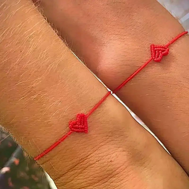 1Pcs Heart Bracelet Boho Adjustable Couple Bracelet Friendship Braided Bracelet