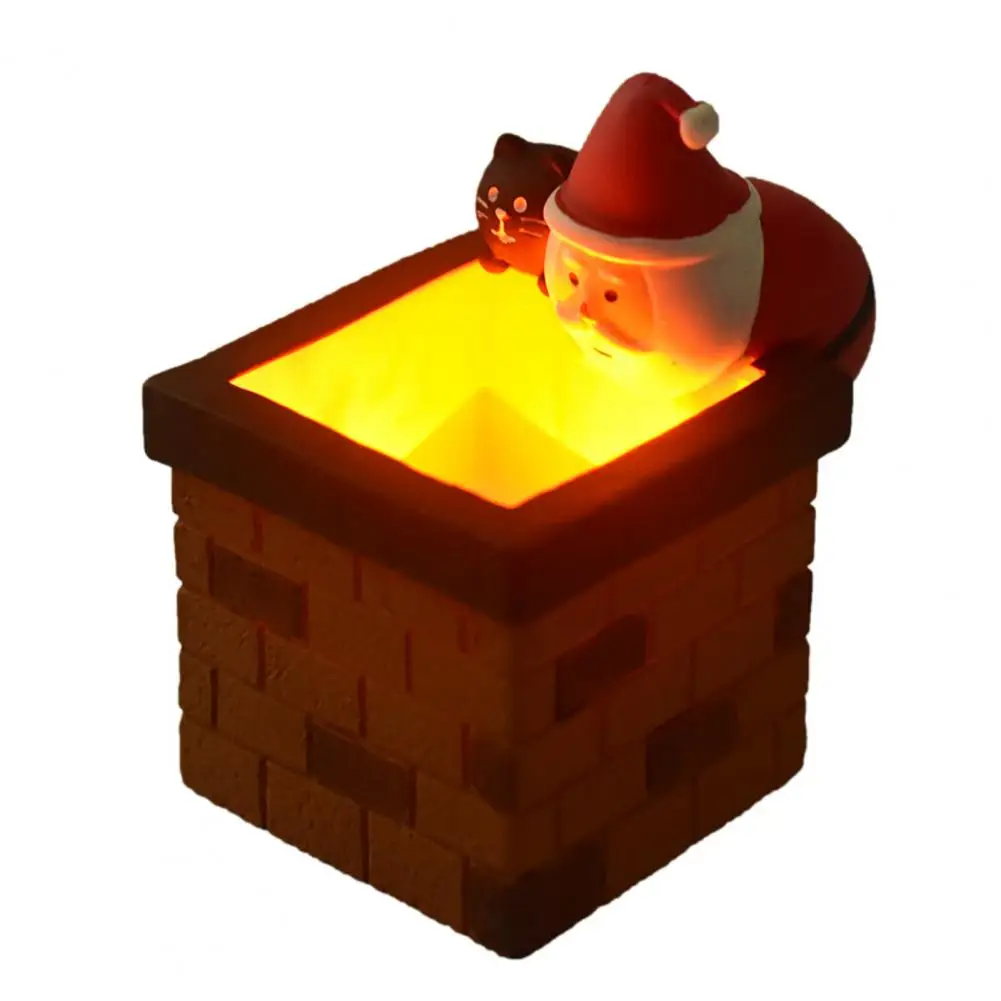Miniature Stack Magnet Christmas Santa Claus Black Cat Fireplace Stack Fridge Decoration with Led Light-up Movable for Festive