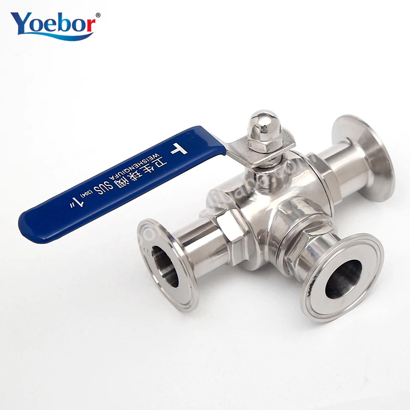 Factory Sale Various Food Grade Stainless Steel Sanitary Tri-clamp 3 Way Ball Valve