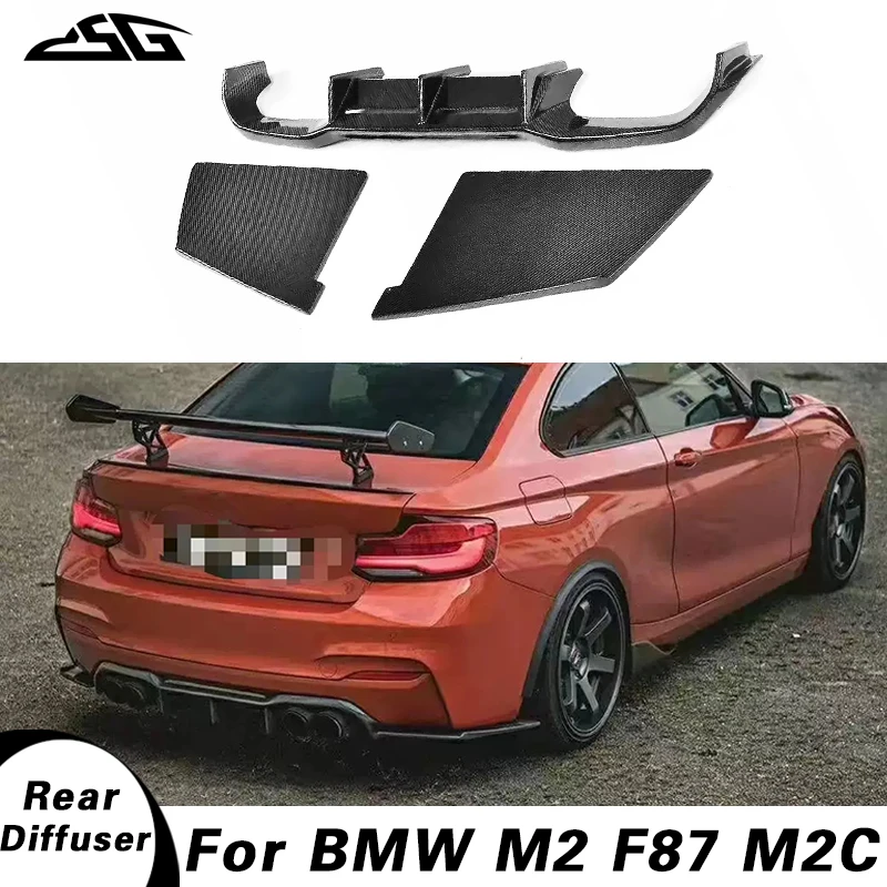 Car Rear Bumper Diffuser Lip Spoiler For BMW M2 F87 M2C 2014-2020 MTC Style Carbon Fiber Rear Lip Splitter