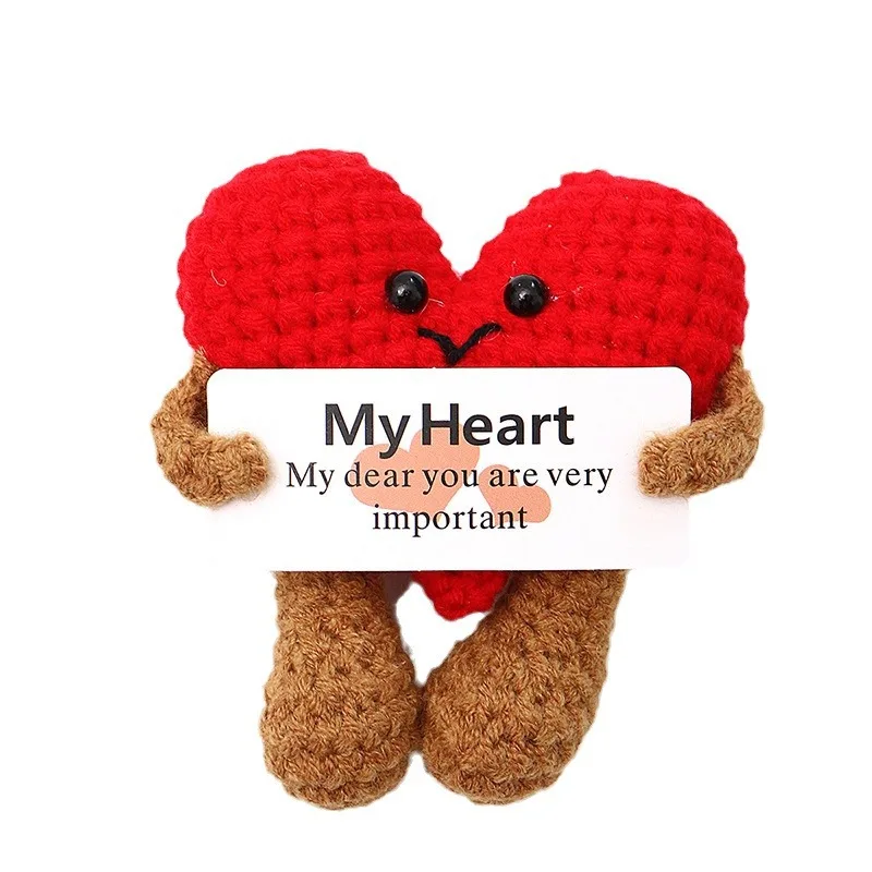 Fertige handgehäkelte Avocado-Wolle, Topfpflanze, Poo, Karotte, Cartoon-Puppe, englische Karte