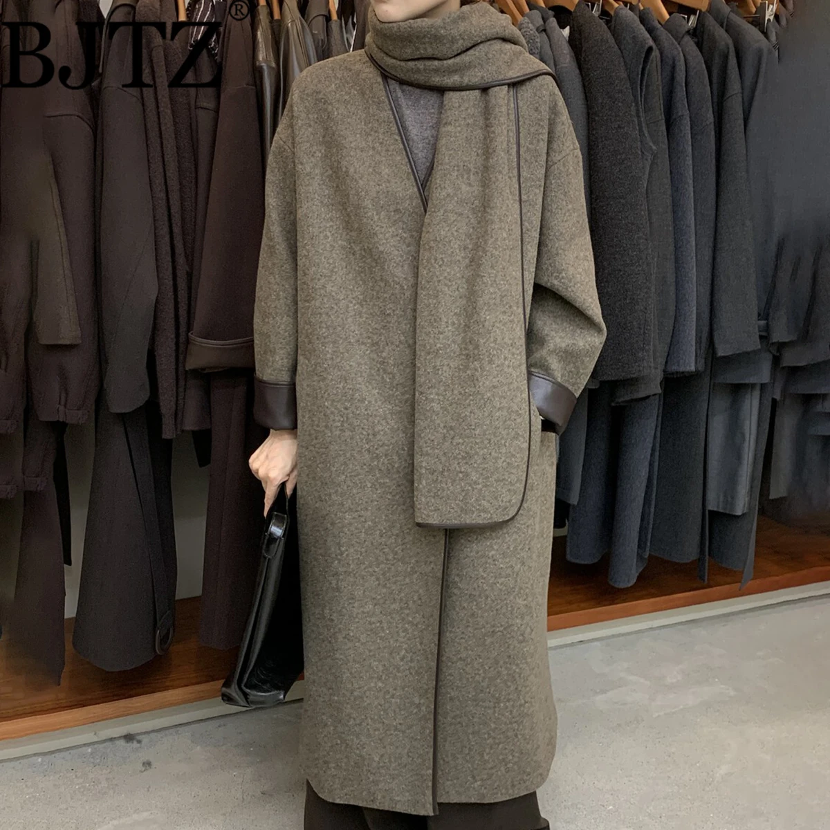 

BJTZ 2025 Autumn Women’s Wool Scarf Collar Coat, Elegant Minimalist Luxury w/ Premium Comfort High Quality Casual Outerwear